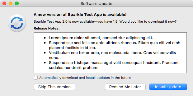 Sparkle Test App Screenshot